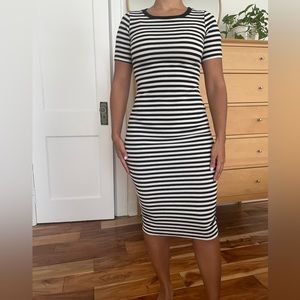 Bodycon black and white striped jersey material size small